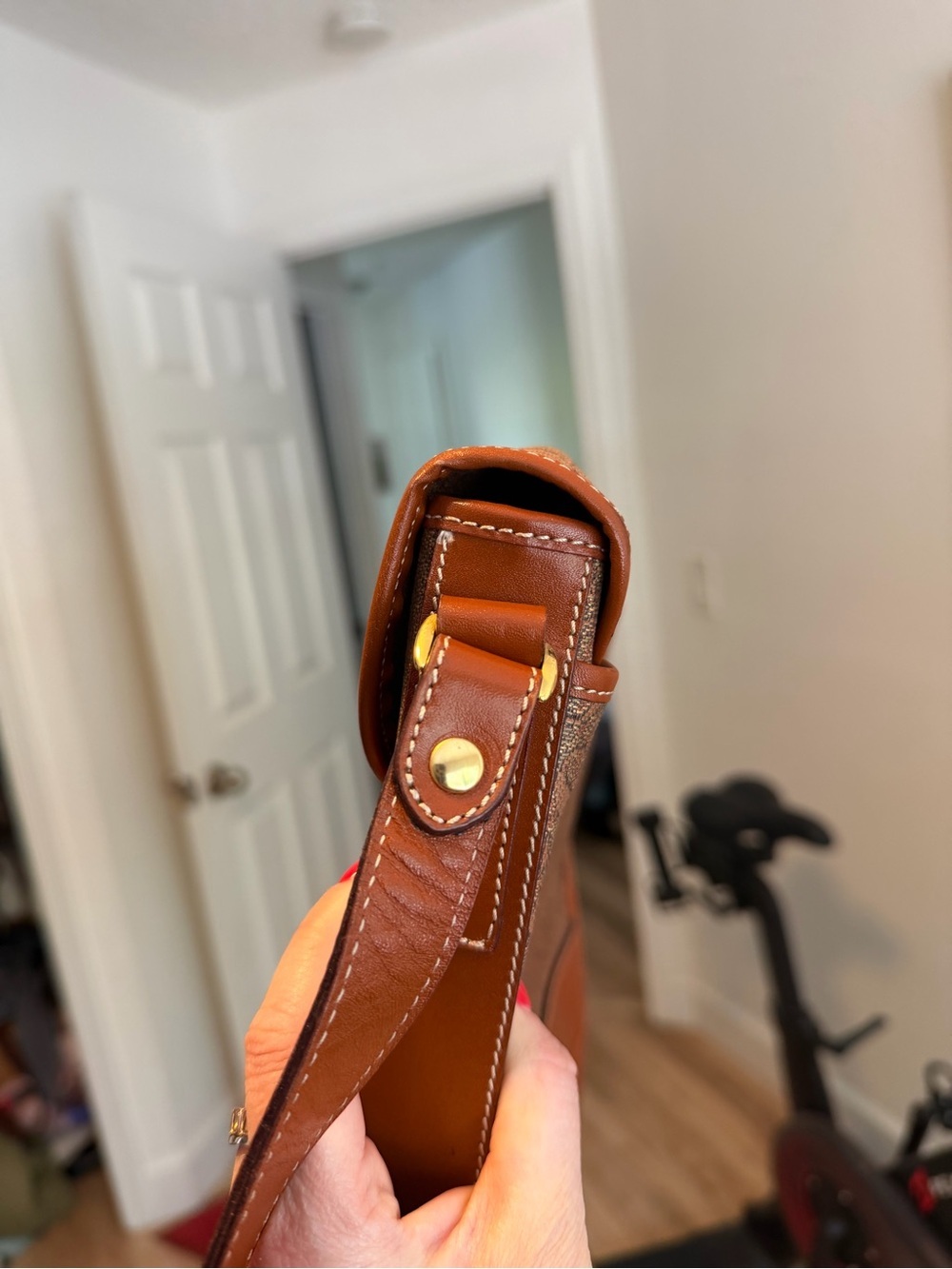 Flori Vismano Made In Italy Monogram Crossbody Bag Brown Leather Trim Y2K - Picture 5 of 10